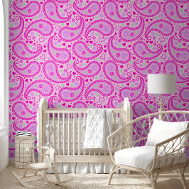 Pink Paisley Love Baby Girl Nursery Behang
