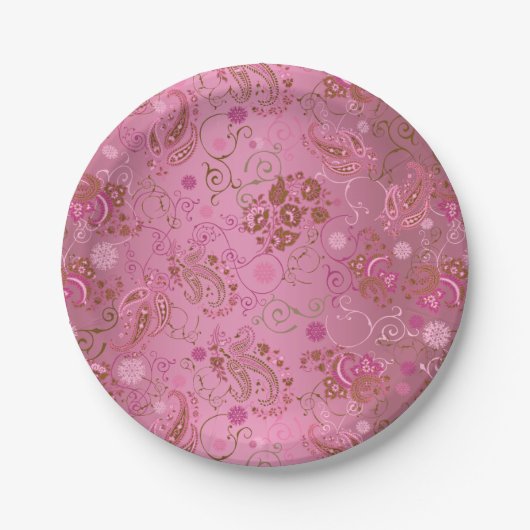 Pink Paisley Party Papieren Bordje (Voorkant)