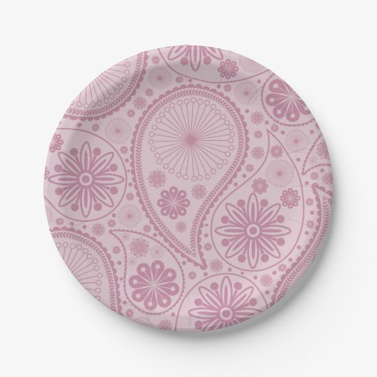 Pink paisley pattern papieren bordje (Voorkant)