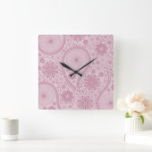 Pink paisley pattern vierkante klok (Huis)