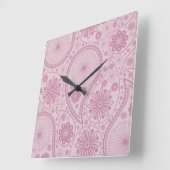 Pink paisley pattern vierkante klok (Hoek)
