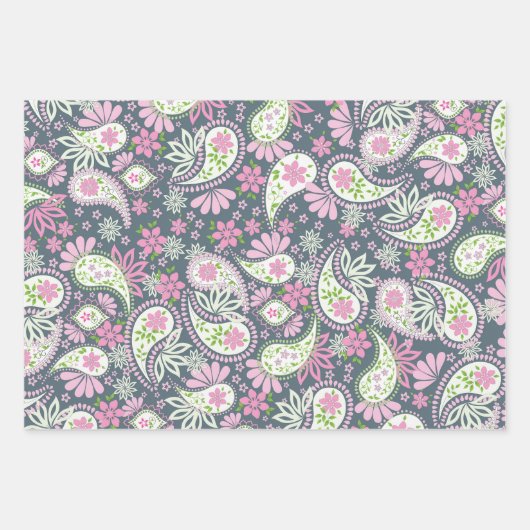 Pink Paisley Print Pattern Bright Inpakpapier Vel (Voorkant)