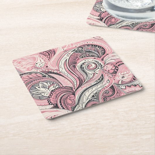 Pink Paisley The Home Studio Onderzetter (Schuin)