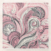 Pink Paisley The Home Studio Onderzetter Glazen Onderzetter (Voorkant)