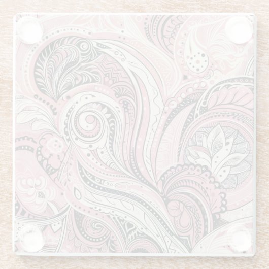 Pink Paisley The Home Studio Onderzetter Glazen Onderzetter (Achterkant)