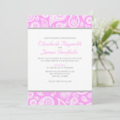 Pink Paisley Wedding Invitations Kaart (Staand voorkant)