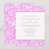 Pink Paisley Wedding Invitations Kaart (Voorkant / Achterkant)
