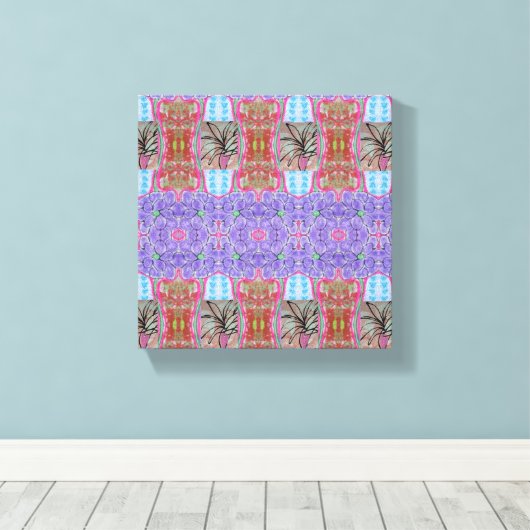 Pink Palm Abstract Canvas Afdruk (Insitu (Houten vloer))