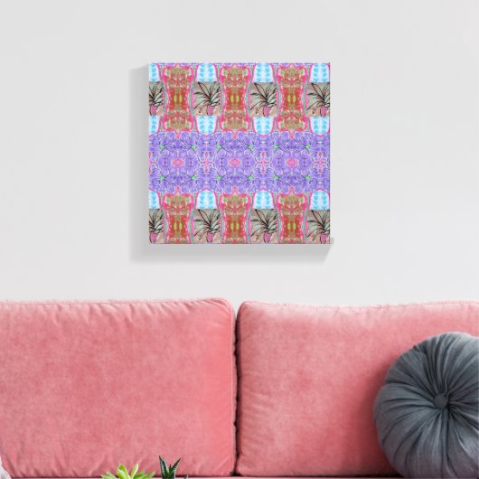 Pink Palm Abstract Canvas Afdruk (Insitu (Woonkamer))