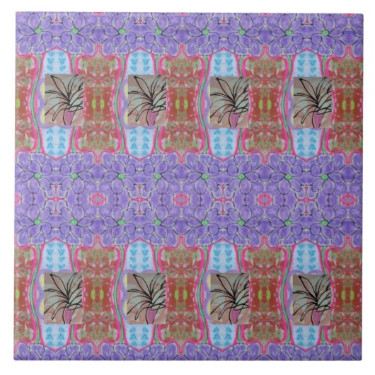 Pink Palm Abstract Tegeltje (Voorkant)