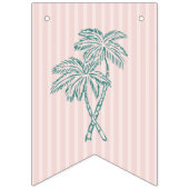 Pink Palm Beach Summer Happy Birthday Banner (Eerste vlag)