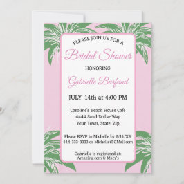 Pink Palm Bridal Shower Invitation | Tropical Palm Kaart