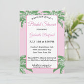 Pink Palm Bridal Shower Invitation | Tropical Palm Kaart (Staand voorkant)