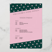 Pink Palm Deco Wedding Gold Foil uitnodiging (Achterkant)
