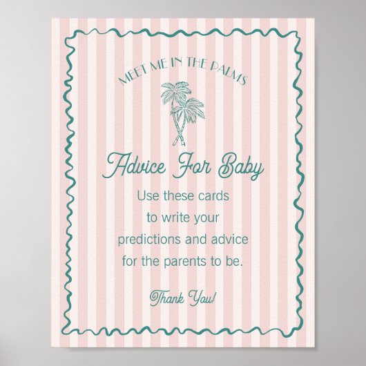 Pink Palm Springs Pastel Beach Advies voor Baby Poster (Voorkant)