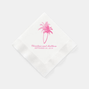 Pink Palm Trees Beach Wedding Servet
