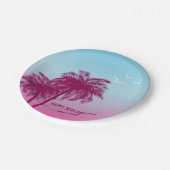 Pink Palm Trees Tropical Evening Happy Birthday Papieren Bordje (Gekanteld)