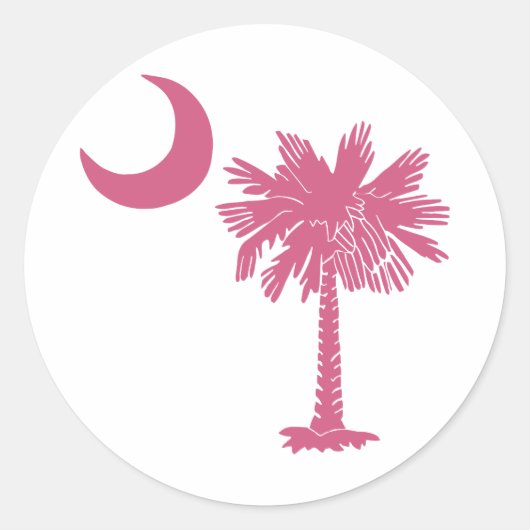Pink Palmetto Moon Ronde Sticker (Voorkant)