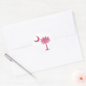 Pink Palmetto Moon Ronde Sticker (Envelop)