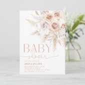 Pink Pampas Grass Boho Baby shower Kaart (Staand voorkant)