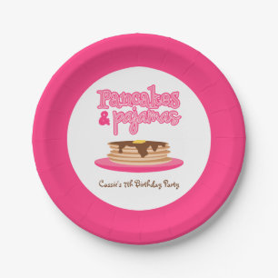 Pink Pancakes en Pajamas Birthday Party Papieren Bordje