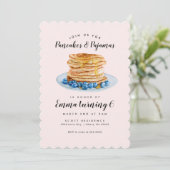Pink Pancakes Pajamas Birthday Uitnodiging (Staand voorkant)