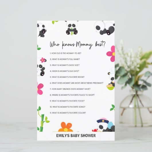 Pink Panda Baby shower Game (Staand voorkant)