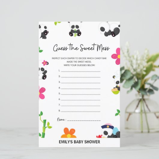 Pink Panda Baby shower Game (Staand voorkant)