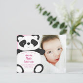 Pink Panda Beer Baby Aankondiging Briefkaart (Staand voorkant)