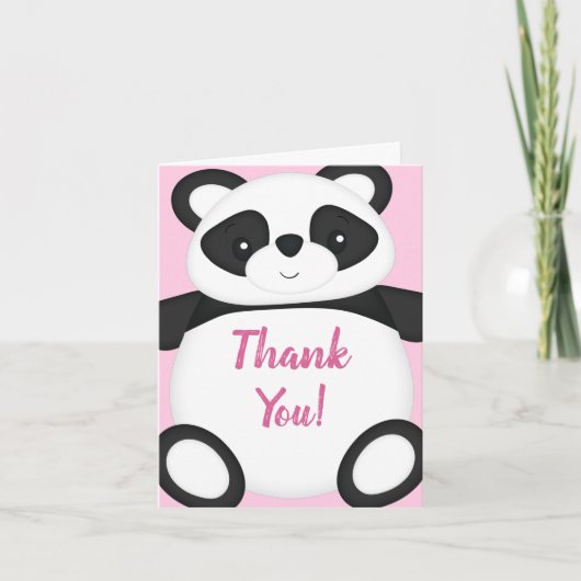 Pink Panda Beer Baby shower Bedankkaart (Voorkant)