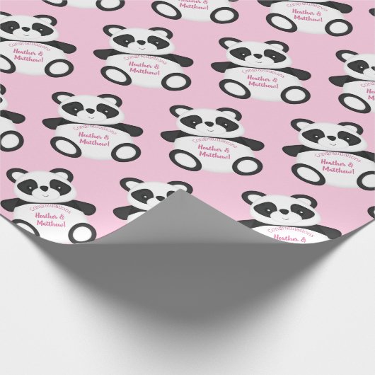 Pink Panda Beer Baby shower Cadeaupapier (Hoek)