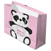 Pink Panda Beer Baby shower Groot Cadeauzakje (Voorkant Gekanteld)