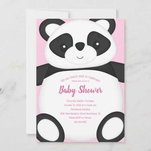 Pink Panda Beer Baby shower Kaart (Voorkant)