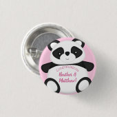 Pink Panda Beer Baby shower Ronde Button 3,2 Cm (Voorkant /achterkant)