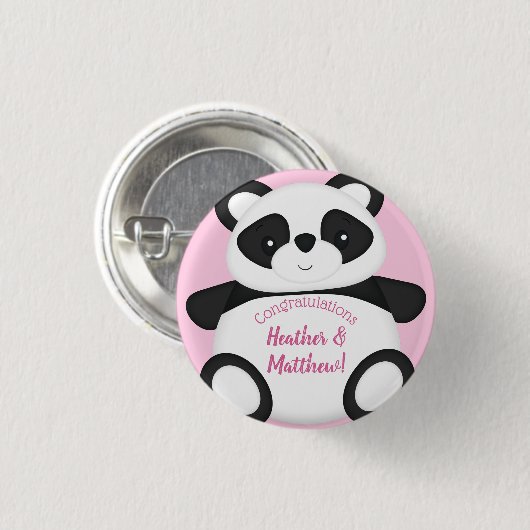 Pink Panda Beer Baby shower Ronde Button 3,2 Cm (Voorkant /achterkant)