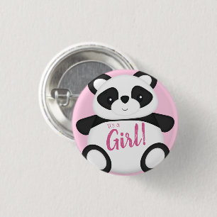 Pink Panda Beer Baby shower Ronde Button 3,2 Cm