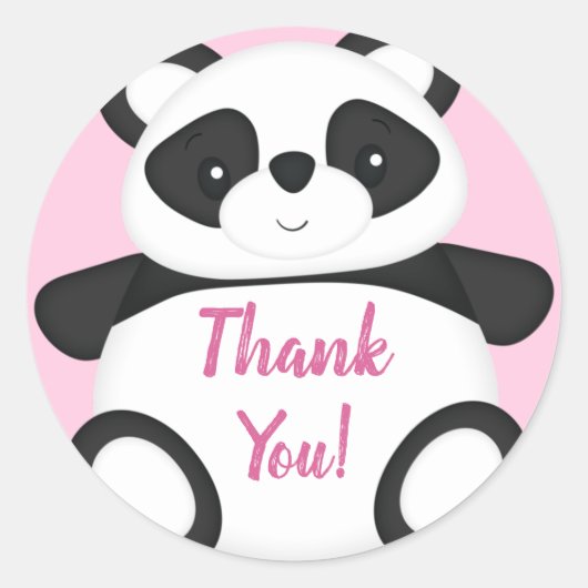 Pink Panda Beer Baby shower Ronde Sticker (Voorkant)