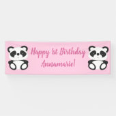 Pink Panda Beer Birthday Party Spandoek (Horizontaal)