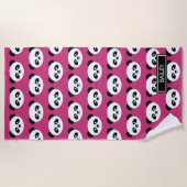 Pink Panda Beer Pattern Kawaii Persoonlijke Kinder Strandlaken (Voorkant)