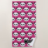 Pink Panda Beer Pattern Kawaii Persoonlijke Kinder Strandlaken (Voorkant)