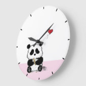 Pink Panda en Bamboo Stalk Grote Klok (Hoek)