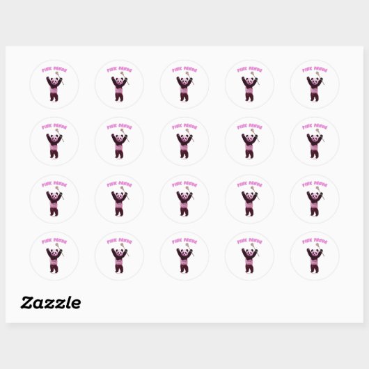 Pink Panda Lacrosse Ronde Sticker (Vel)