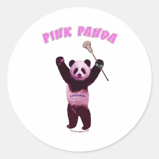 Pink Panda Lacrosse Ronde Sticker (Voorkant)
