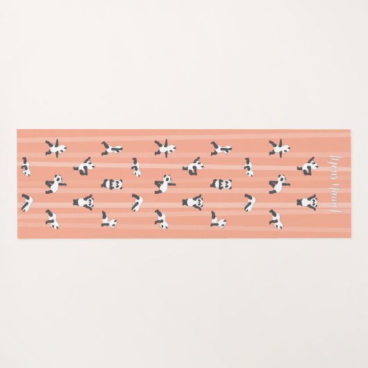 Pink Panda Yoga Mat Custom Name Same on Both Sides (Achterkant (horizontaal))