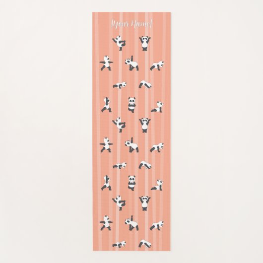 Pink Panda Yoga Mat Custom Name Same on Both Sides (Voorkant)