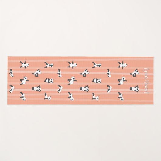 Pink Panda Yoga Mat Custom Name Same on Both Sides (Voorkant (horizontaal))