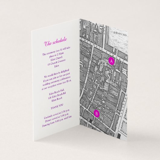 Pink pansy art bruiloft — plattegrond kaart (Binnen)