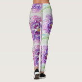 Pink Pansy Floral Waterverf Leggings (Achterkant)