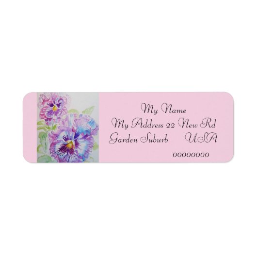 Pink Pansy Flower Floral Return Address Labels (Voorkant)