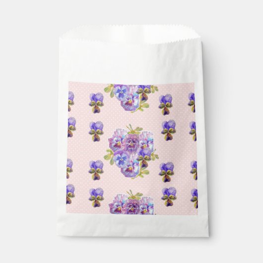 Pink Pansy spot Flowers floral Party Favor Bags Bedankzakje (Voorkant)